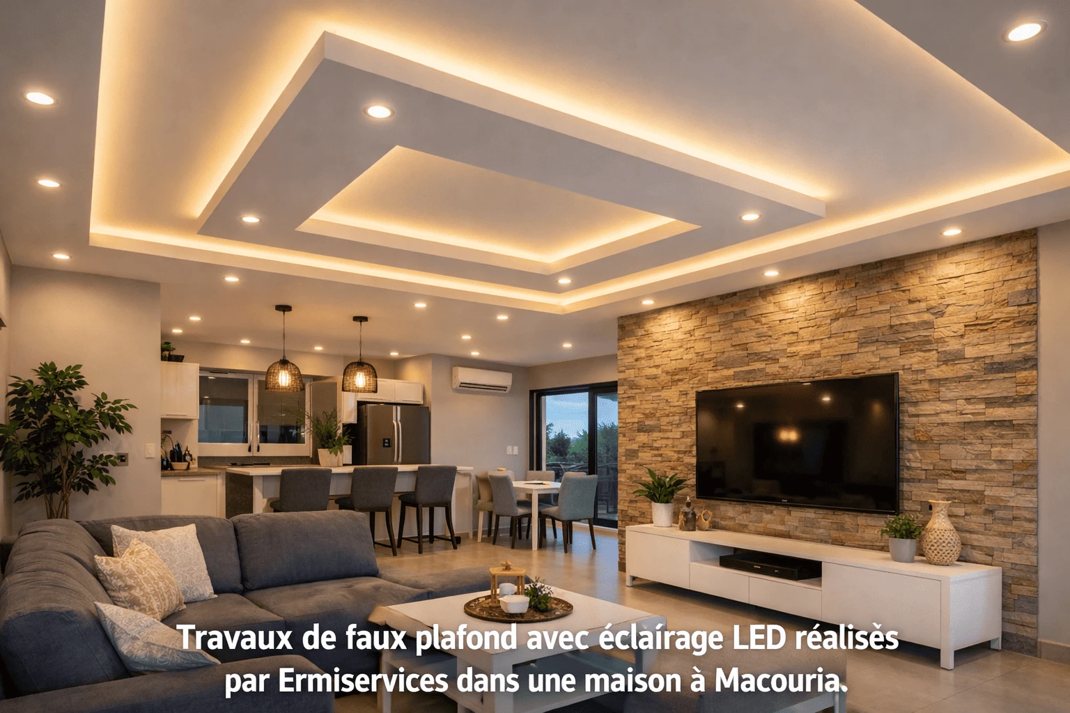 Electricien-Ermiservices-installant-des-luminaires-dans-une-maison-a-Remire-Montjoly-interieur-moderne-photo-professionnelle-batiment